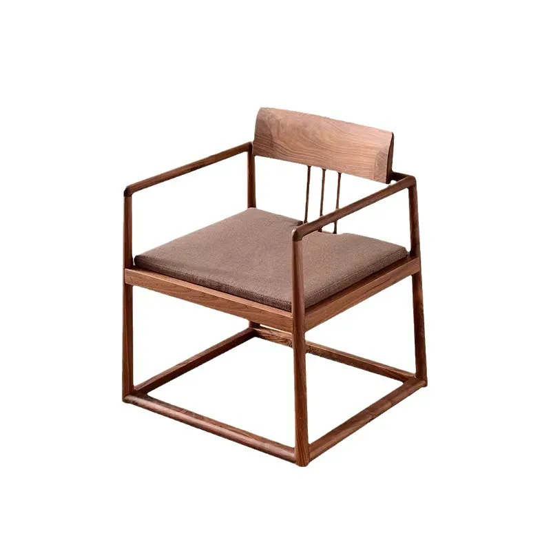 New Chinese black walnut Zen circle, tea room tea chair, ash wood Taishi chair
