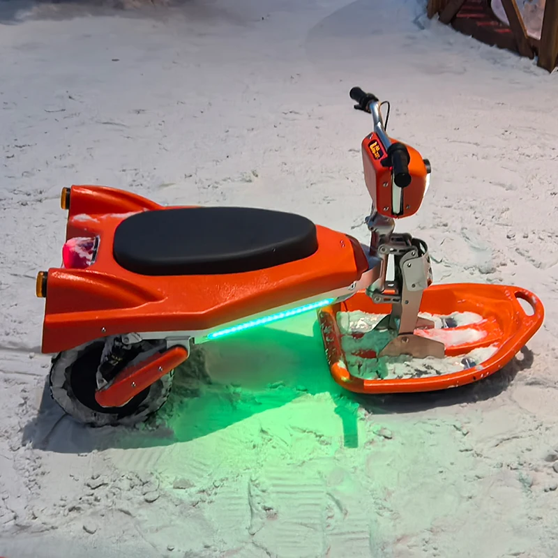 2026 Winter Sports Kids Electric Snow Track 48V 1500W Skiing Sleds Snow Ski Car With Colored LED Light Snow Racer