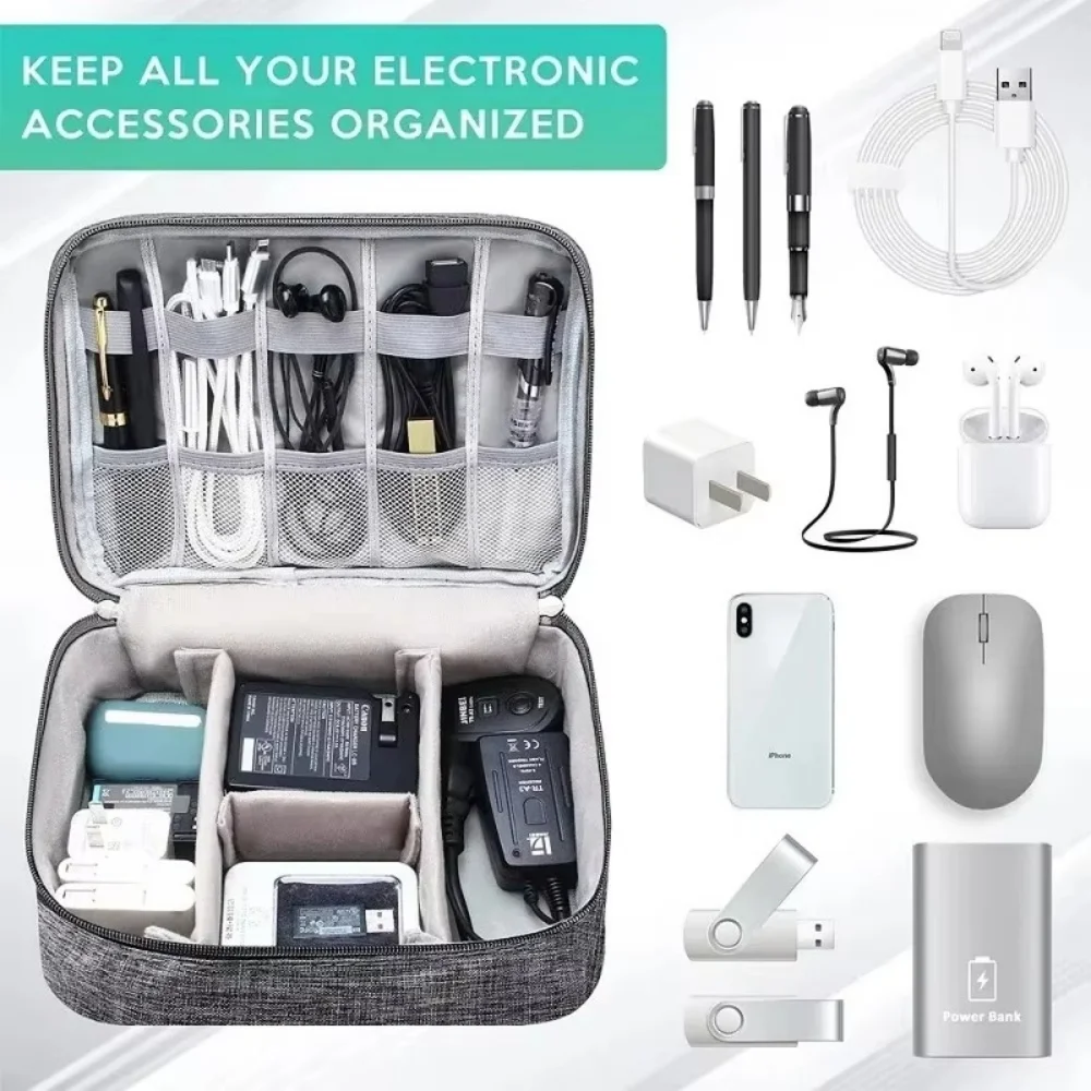 Portable Data Cable Storage Bag Waterproof Digital Electronic Organizer USB Data Line Charger Plug Storage Bag Travel Cable Bag