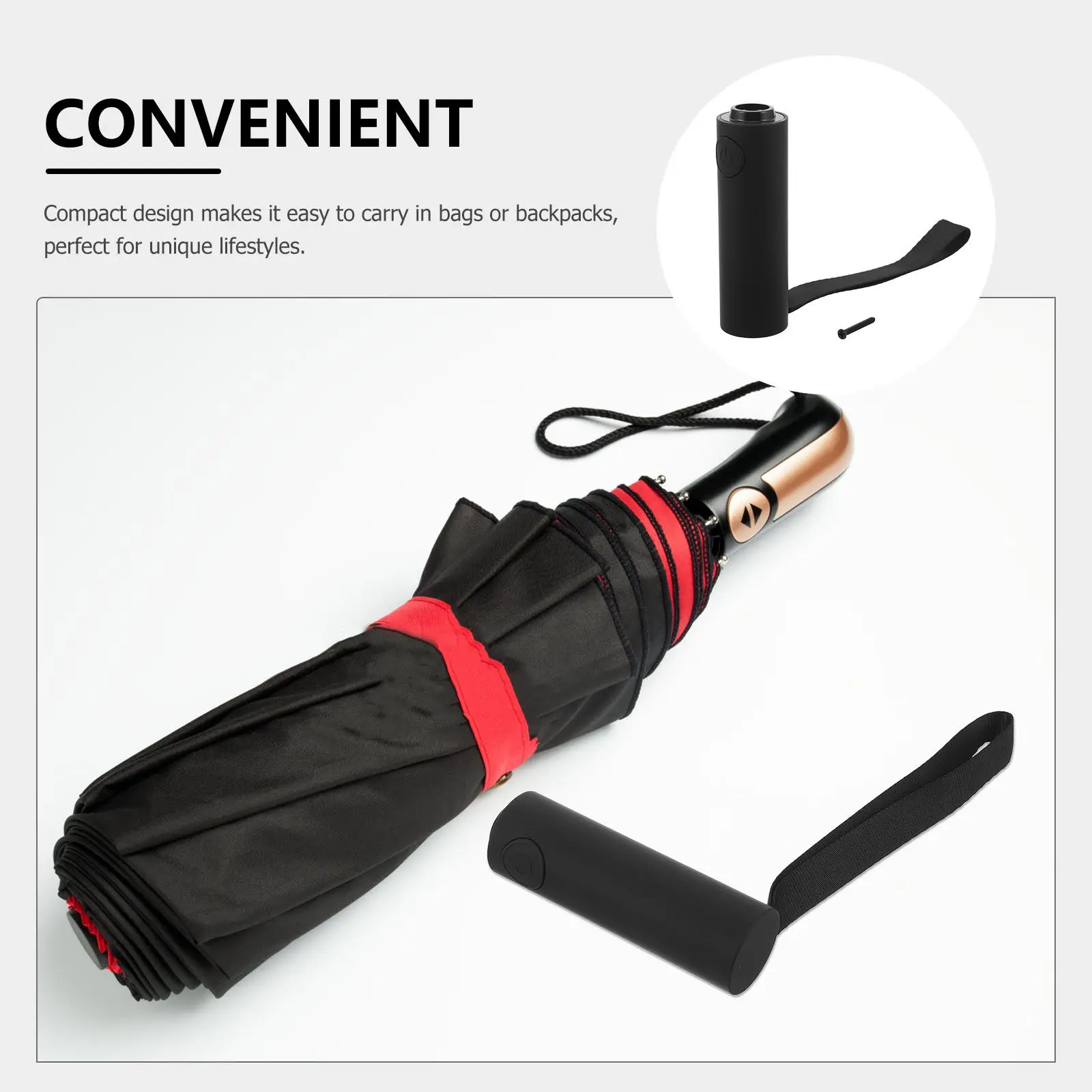 Automatic Umbrella Handle Replacement with Responsive Push Button Folding Umbrella Grip Parts Sturdy Ergonomic Design