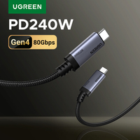 【80Gbps USB4 GEN4】UGREEN USB C to USB C Cable 240W PD 3.1 Fast Charging, Thunderbolt 4 Aluminum Shell Braided for MacBook