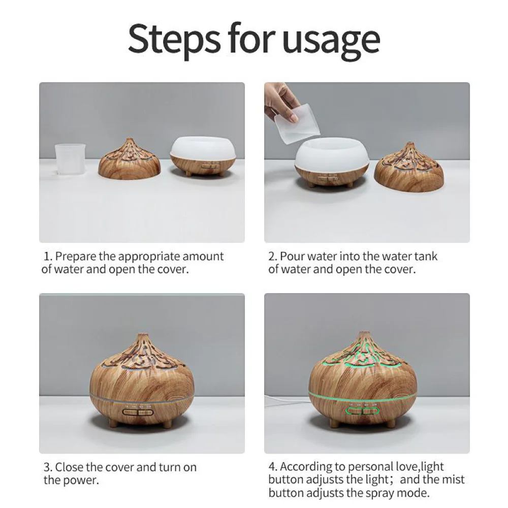 500 مللي مرطب الهواء الروائح زيت طبيعي الناشر الخشب الحبوب التحكم عن بعد مرطب بالموجات فوق الصوتية لغرفة النوم المنزلية ﻿ سبا