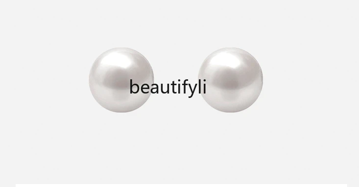 

Pearl stud earrings women's 999 sterling silver high-end new earrings light luxury niche ear jewelry