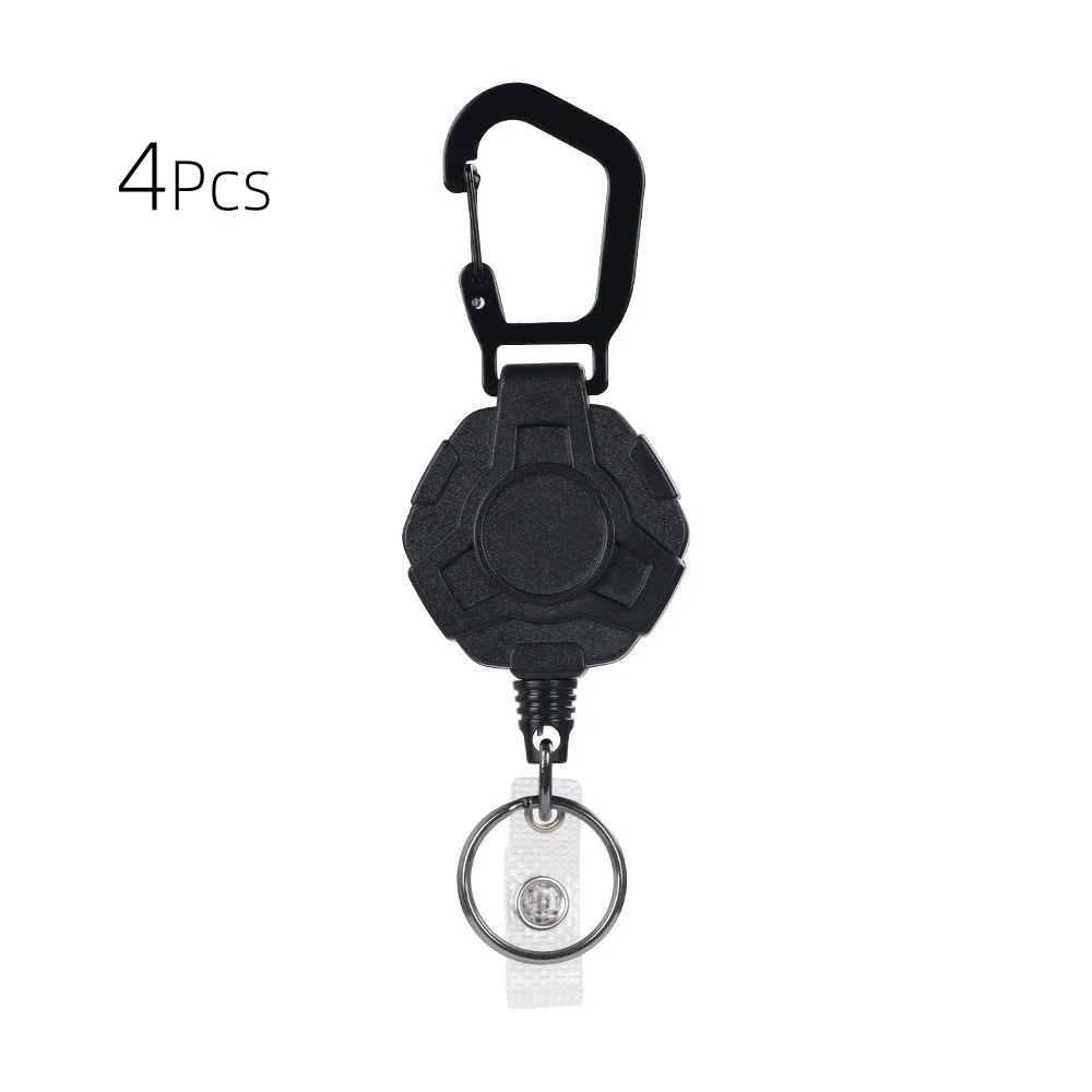 4Pcs Anti-Lost Keychain for Office Supplies Anti-Theft Lanyard Card Holder Retractable Key Ring Pull Reel Badge Reel