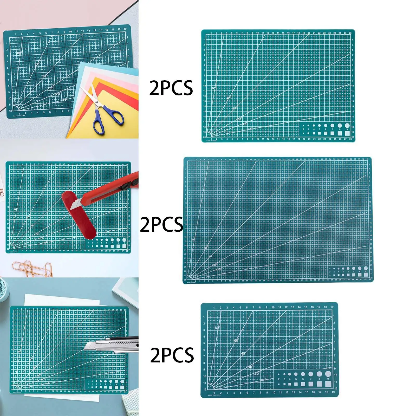 2x Sewing Mats Gridded Cutting Boards Multipurpose Cutting Pads Cutting Mats Double Sided for Crafts Crafting Tailors Adults