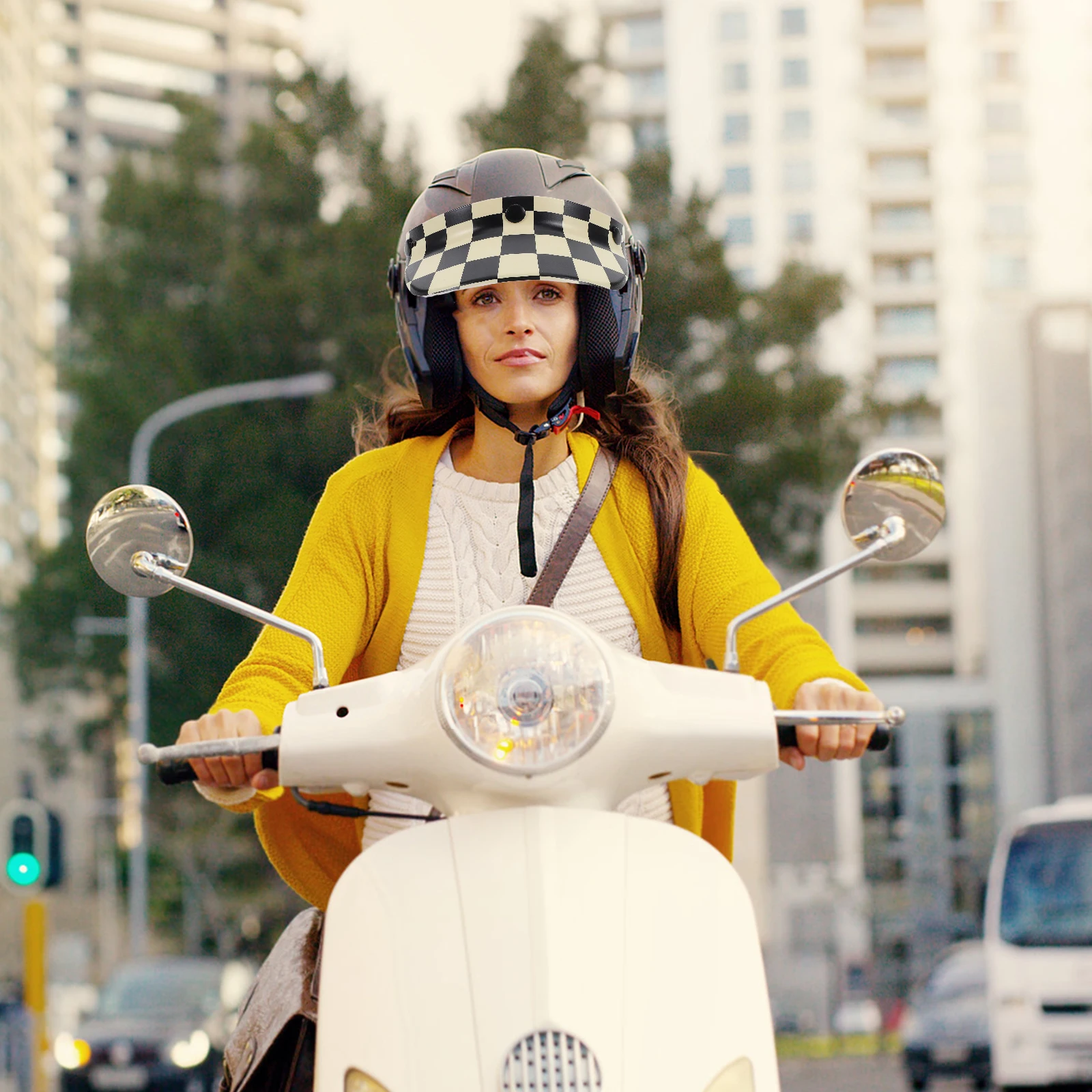 

Chic Motorcycle Visor Replacement Accessory Vintage Design Sun Protection Lightweight Compact Three Button
