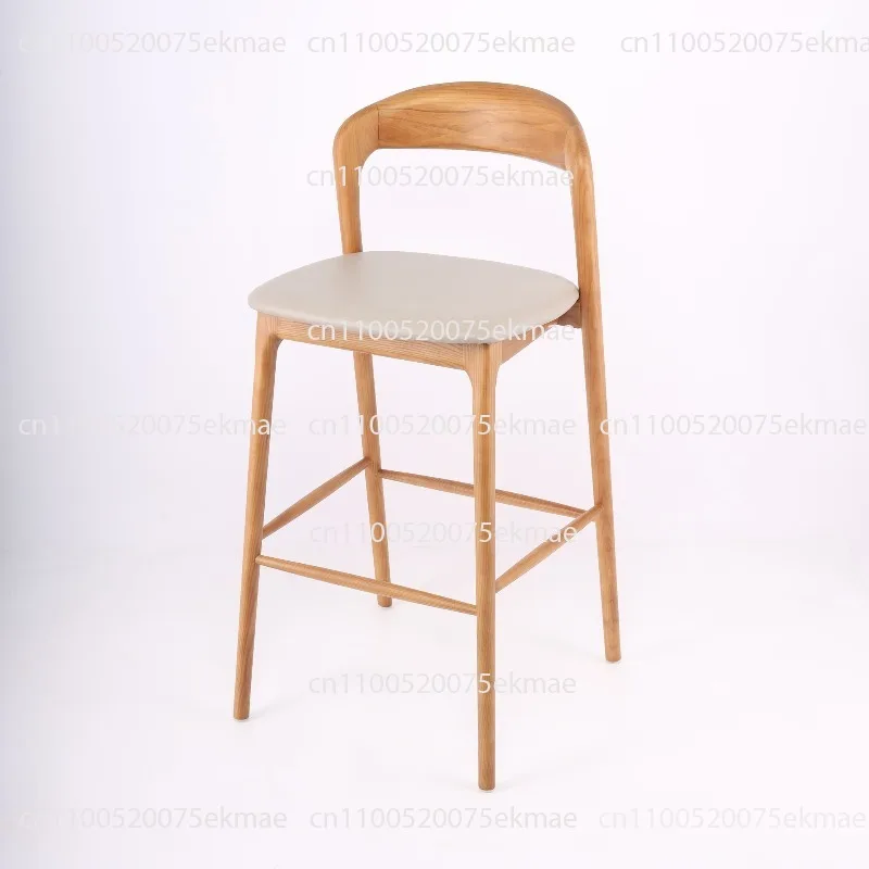 Vintage Wooden Designer Bar Chairs Modern Accent High Counter Bar Chairs Dining Restaurant Kitchen Home Furniture