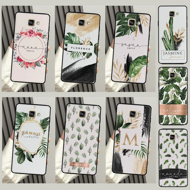 Personalised Initials Palm Greenery Case For Samsung Galaxy J3 J5 J7 2016 J1 A3 A5 2017 J4 J6 Plus A6 A8 A9 J8 2018 Back Cover