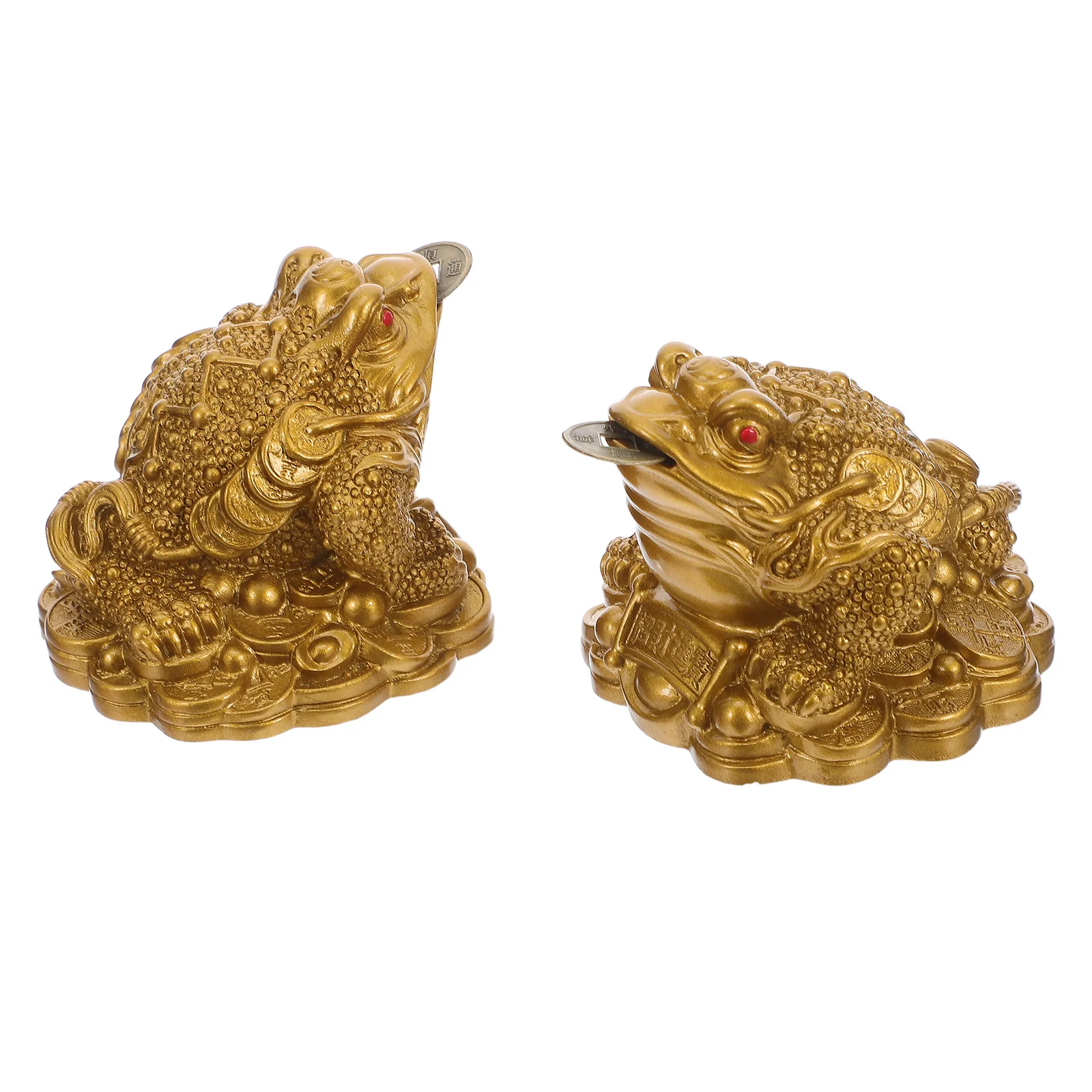 

2Pcs Resin Frog Statue Lucky Money Frog Feng Shui Symbol Miniature Figurines Wealth Office Desktop Decor