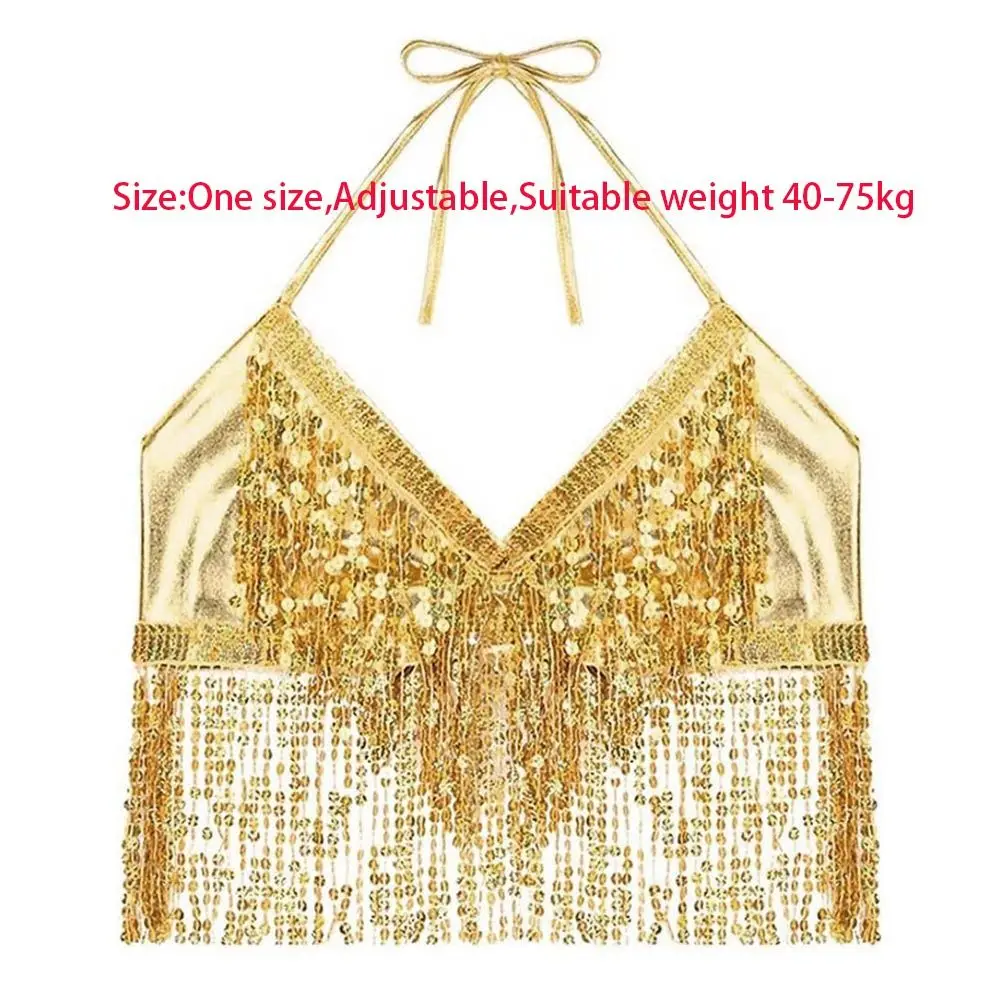 

Шикарный блестящий топ для восточных танцев с пайетками и бахромой для выступлений, ночных клубов и фестивалей