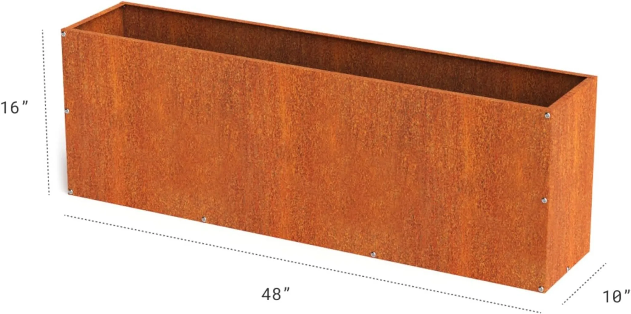 Corten Steel Rectangular Outdoor Planter Box, Rustic & Modern Farmhouse Design, Large Raised Metal Garden Bed for Com