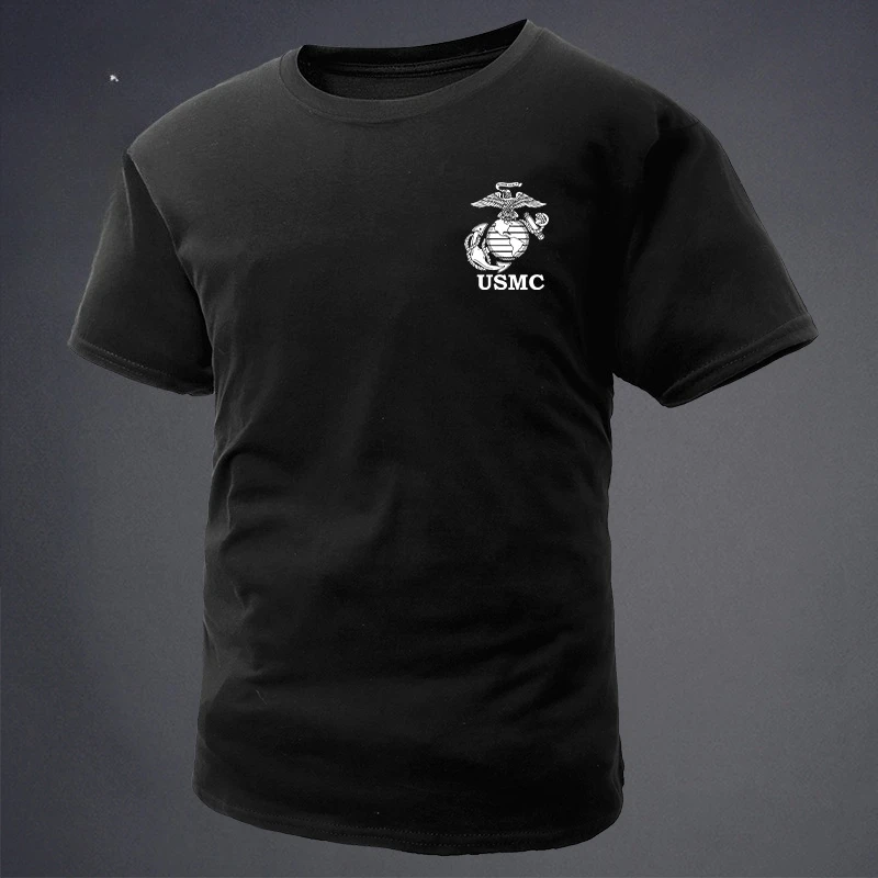 Best Summer New Products Marun Emblem Style USMC Earth Eagle Style Round-neck Short-sleeved T-shirt