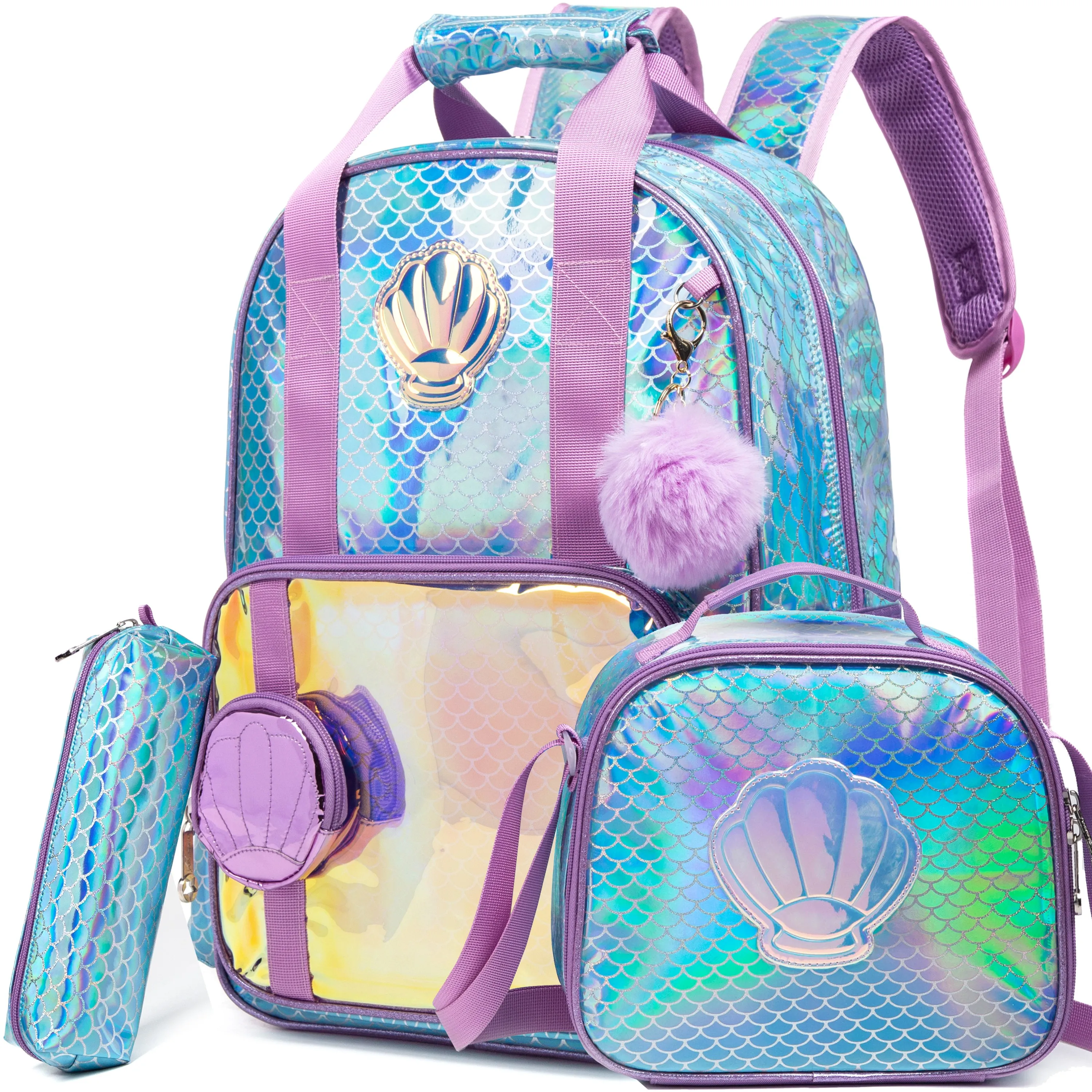 Meetbelify Mermaid Backpack for Girls Backpacks with Lunch Box Set for  Teen Girls School Bag 17inch  for Elementary Student