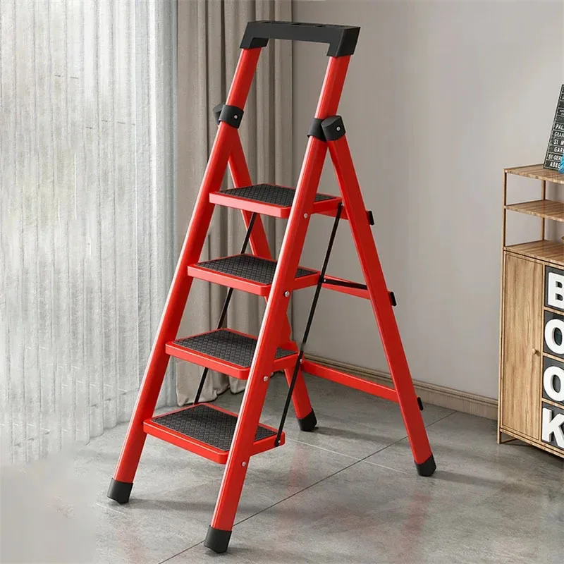 

Multifunctional Kitchen Step Stool Safety Folding Ladders Carbon Steel Thickened Indoor Herringbone Stair Telescopic Ladder Z