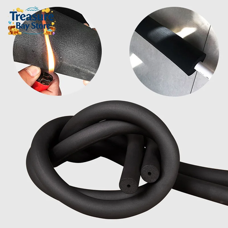 1.8M Sponge Rubber Pipe Black Waterproof Pipeline Holder Thermal Insulation Tubular Protective Sleeve For Air Conditioning