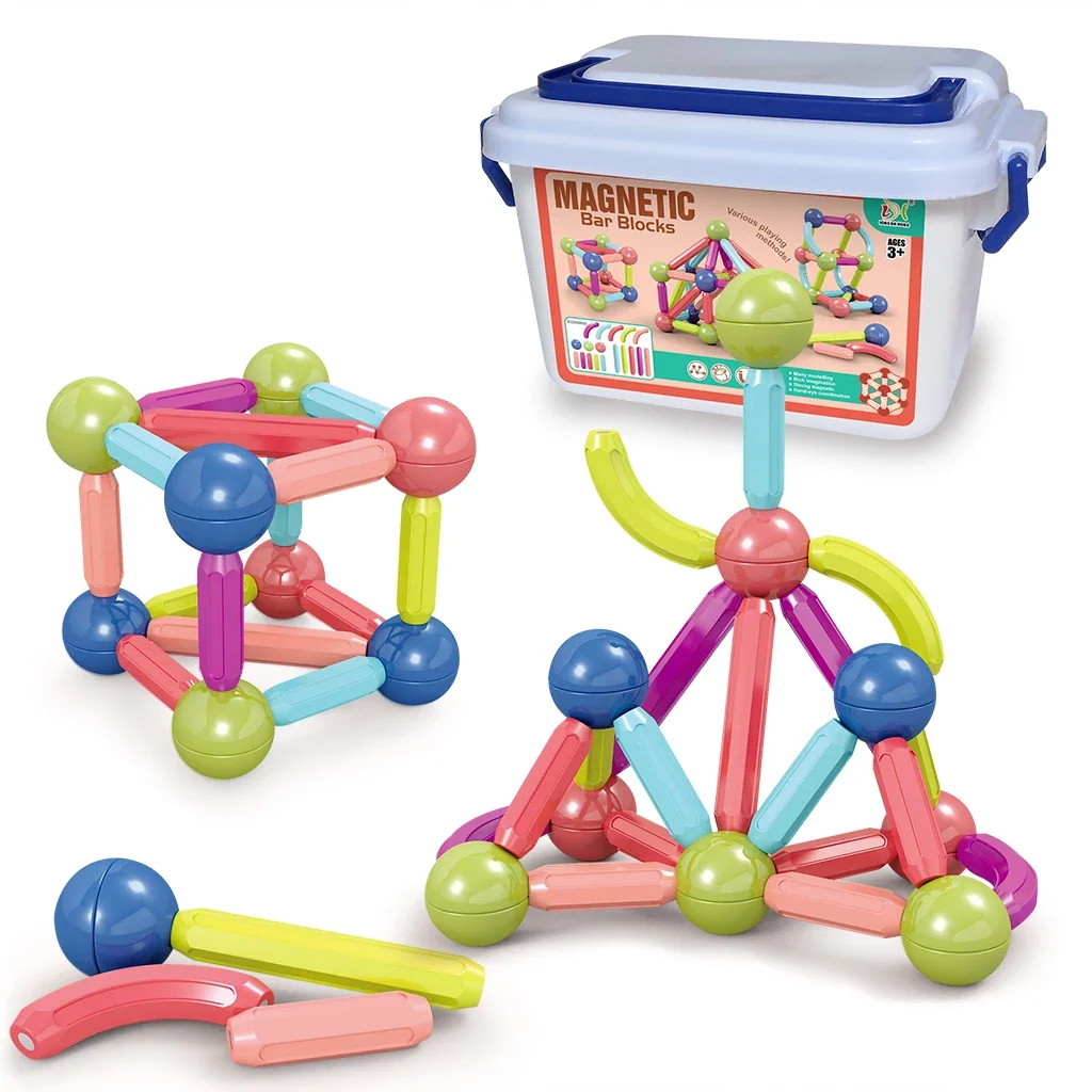 Variety of educational magnetic sticks for children to build toys 3D large particle baby magnetic building blocks