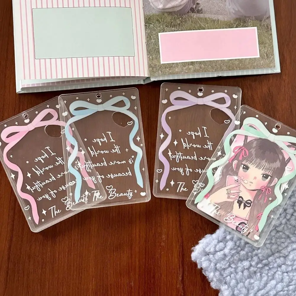 

Новый акриловый держатель для фотокарт с бантом, 3-дюймовый чехол для карт Kawaii, защитный чехол для фотографий с изображением идола, подарок