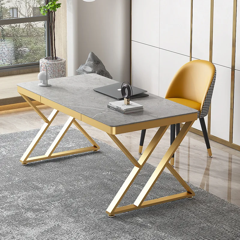 Nordic Light Luxury Rock Slab Computer Desk, Studio Single Desk, Simple Study Room Student Writing Study Table And Chairs