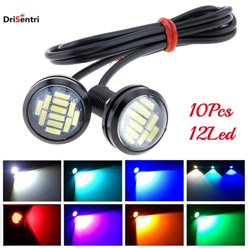 10Pcs 22mm 12V Eagle Eye High Power Turn Recersing Signal Light 4014 12SMD Car Fog DRL Bulb Reverse Backup Parking Signal Lamp