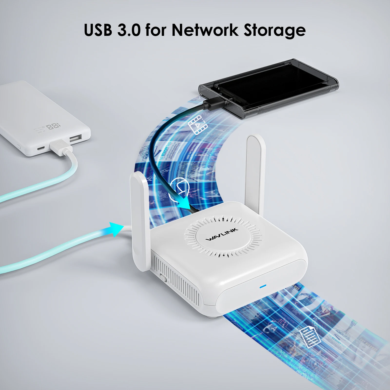 WAVLINK AX3000 Wi-Fi 6 جهاز توجيه VPN محمول للسفر USB-C مقاس الجيب جيجابت LAN WAN WireGuard للاستخدام العام والفنادق