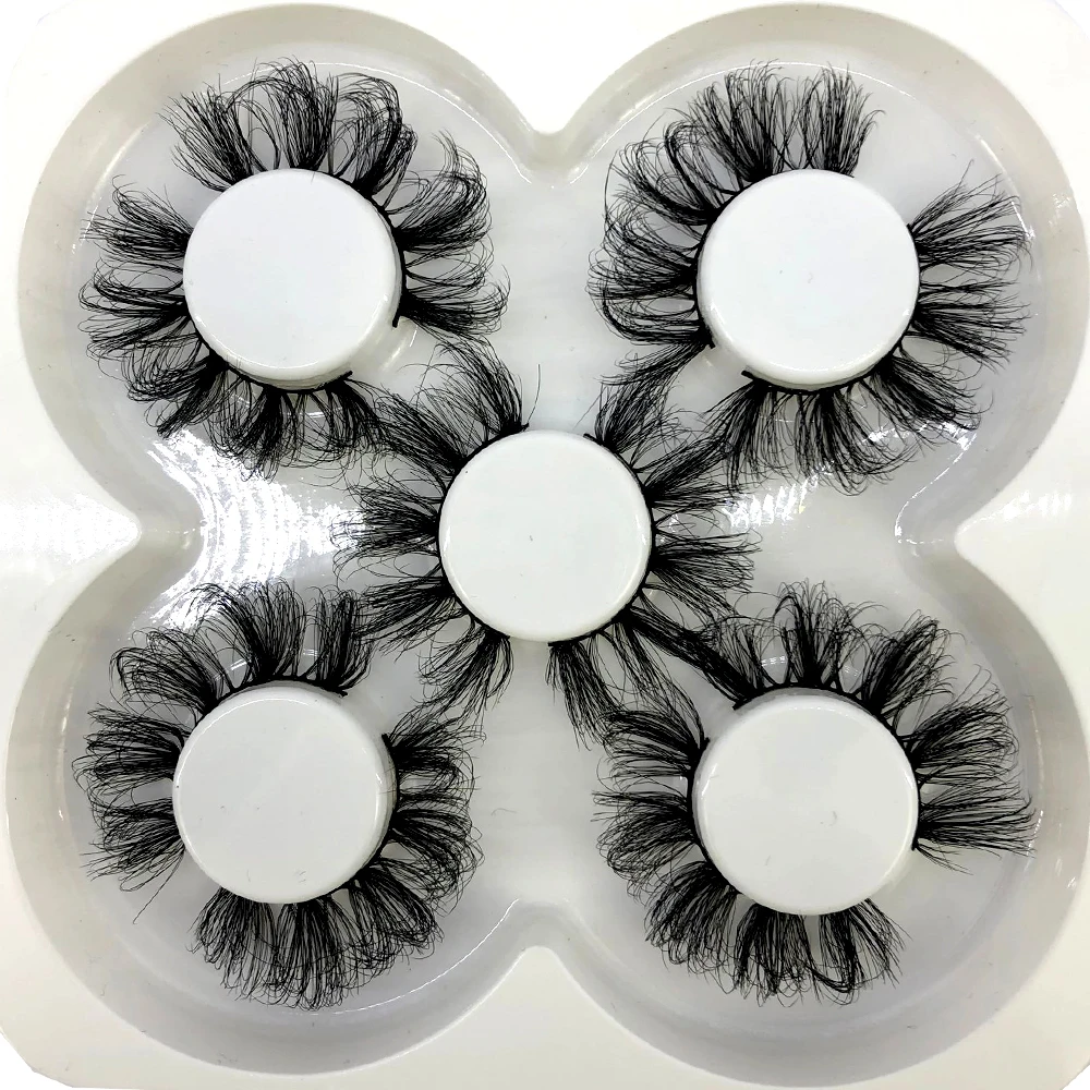 New 5 Pairs 25mm 3D Mink False Eyelashes Thick Dramatic Wispies Fluffy Eyelash Extension Makeup Volume Handmade Faux Mink Lashes