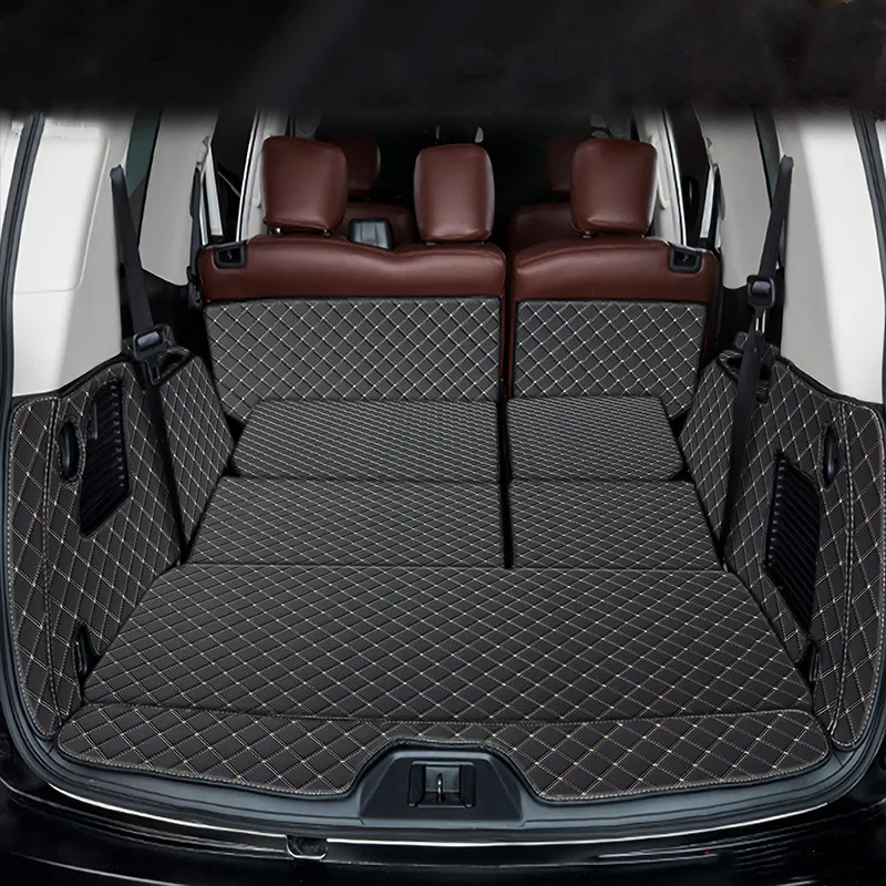 High quality! Full set car trunk mats + Back door mat for Nissan Patrol Y62 7 seats 2023-2011 cargo liner mat boot carpets cover