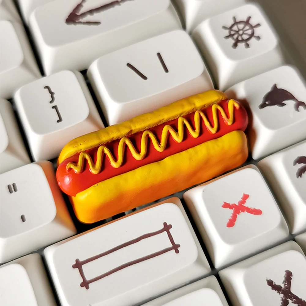 3D Resin Keycaps Handmade Burger Enter Key Caps Hot Dog Hamburg Chips Cross Switch Mechanical Keyboard Personalized ESC Key Cap