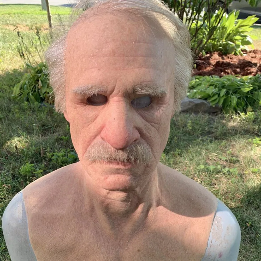 

Halloween Hot Old Man Latex Mask Hood Old Man Grandpa Wig Horror Mask Halloween