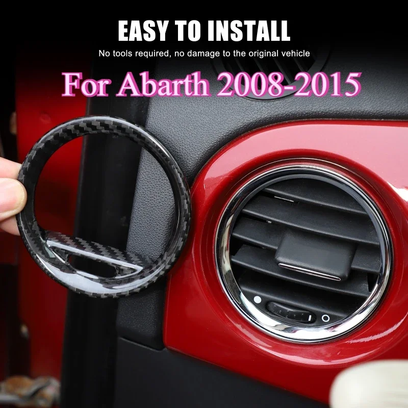 

Suitable For 2008-2015 Abarth Real Carbon Fiber Car Dash End Air Vent Trim Cover Sticker Interior Car Accessories