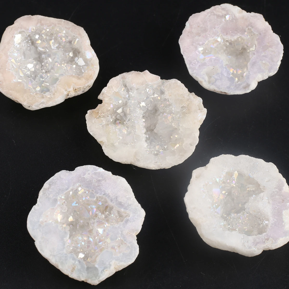 30-40mm Natural Druzys Stone Ornament Irregular White Agate Beads Healing Touch Jewerly Fengshui Home Decoration