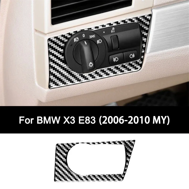 

For BMW X3 E83 (2006-2010), Premium Carbon Fiber Car Headlight Switch Frame Interior Stickers, Personalized Auto Accessories