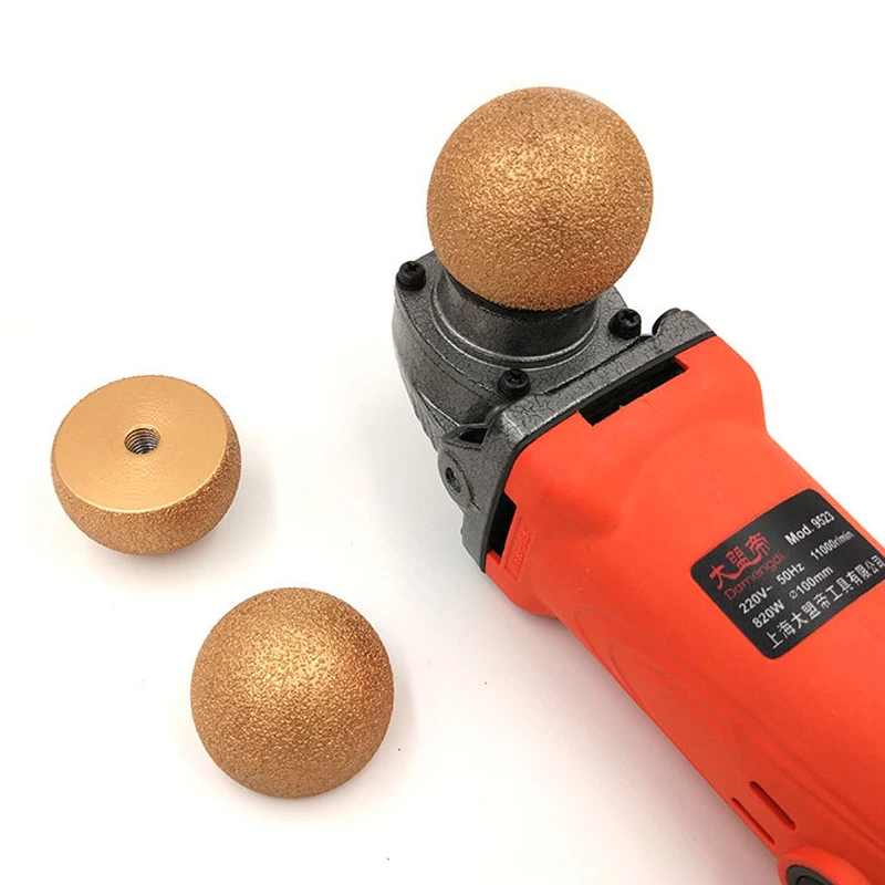 35/50mm M10 Diamond Brazed Round Grinding Head Abrasive Tool For Internal Arc Grinding Of Stones Engraving Tool Mushroom Head