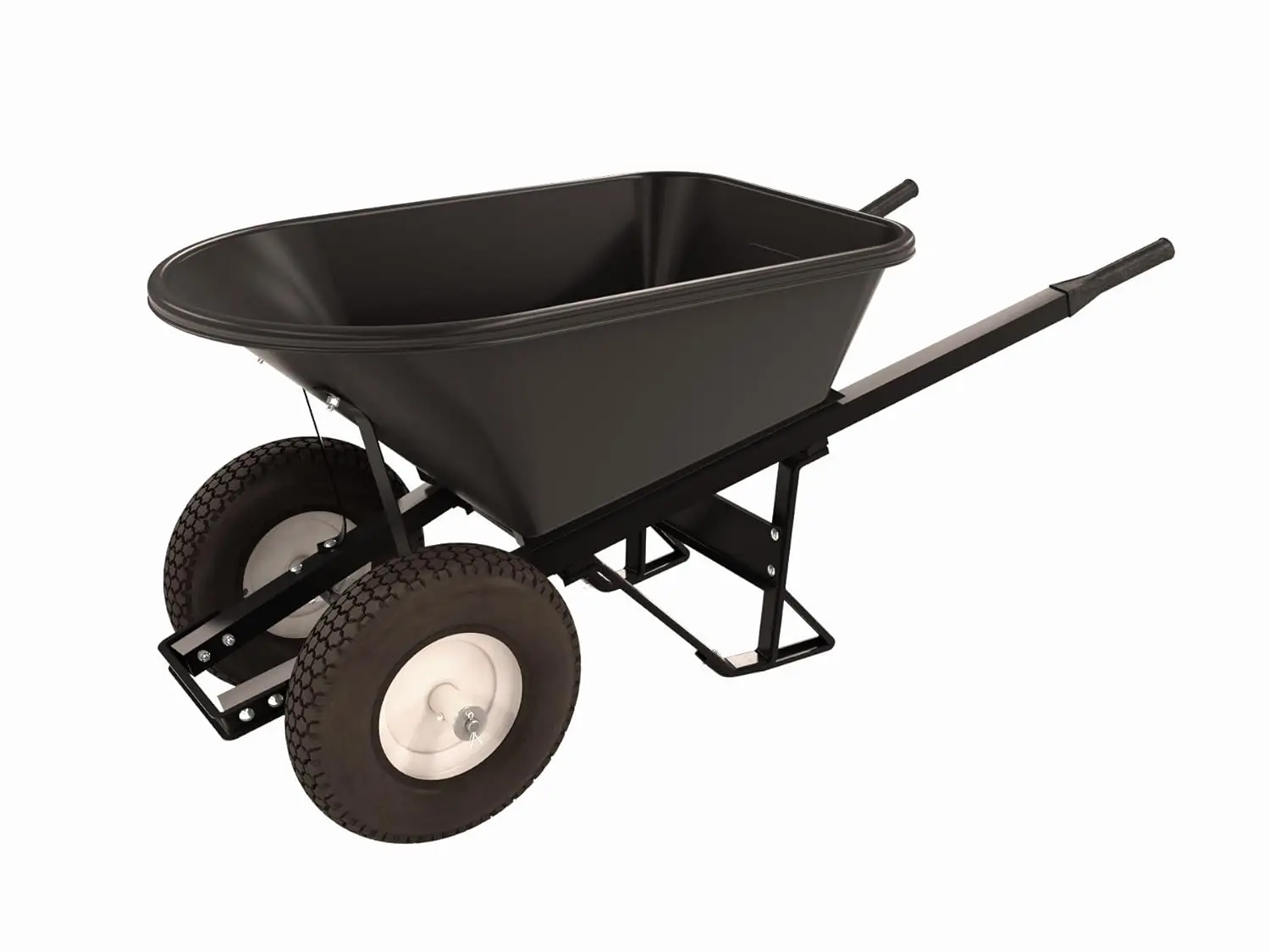 Bon 28 907 Premium Contractor Grade Poly-Tray Double Wheel Wheelbarrow With Steel Hande And Knobby Tire, 5-3/4 Cubic Feet