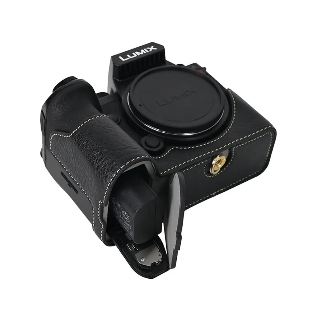 PU Leather Camera Half Body Case for Panasonic Lumix S5 S5II S5M2
