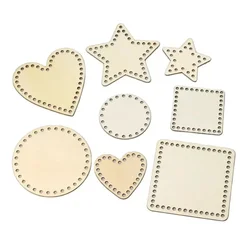 DIY Wooden Heart-shaped Five-pointed Star Square Round Oval Crafts Winding Board With Wood Bottom For Knitting Baskets