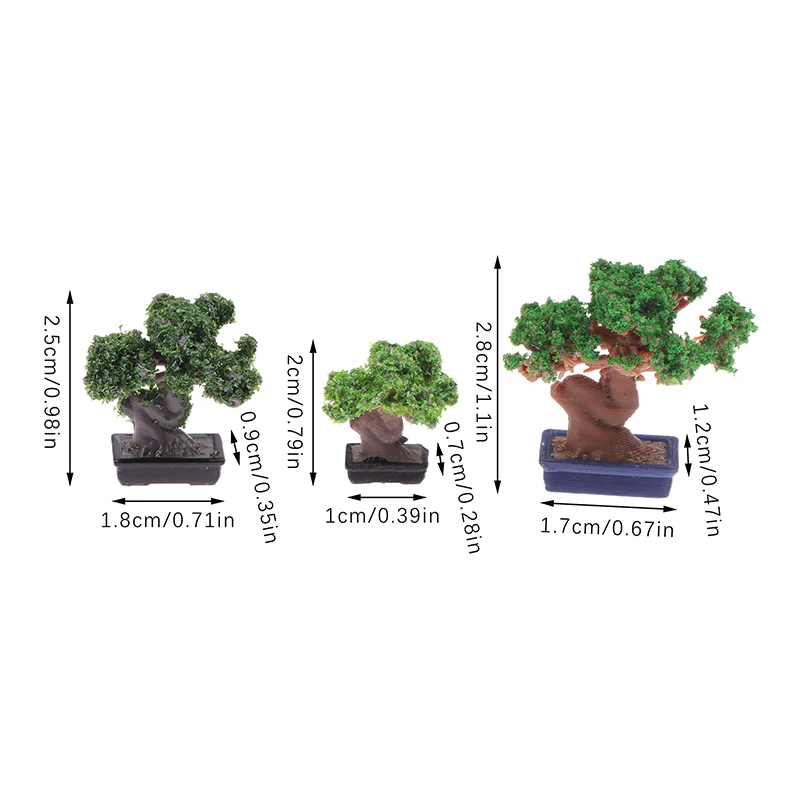 1/12 Dollhouse Simulation Mini Green Tree Potted Dollhouse Home Decorations Dolls House Micro Landscape Garden Ornament