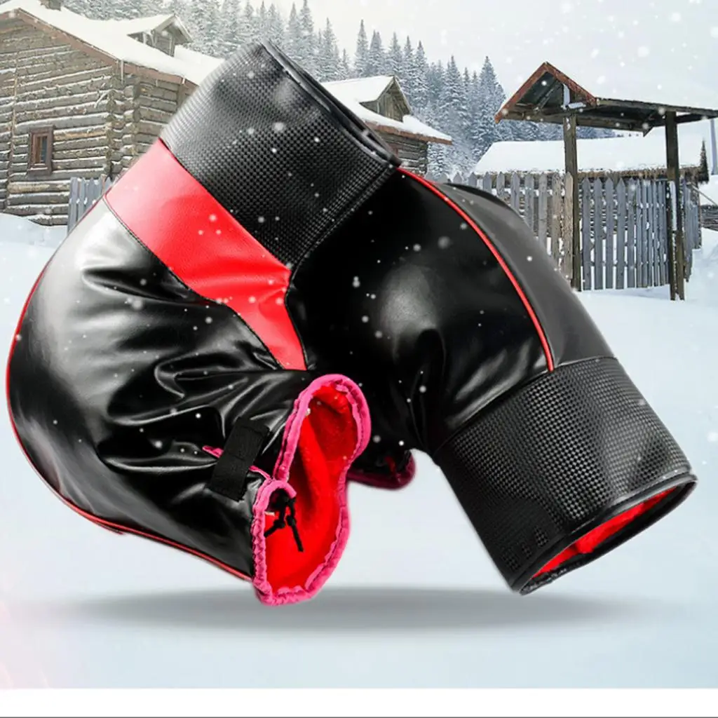 Motorcycle Handlebar Warmer Mitts Black Fur Muffs Gloves Waterproof Nylon Winter Hand Dust Cover for Riding