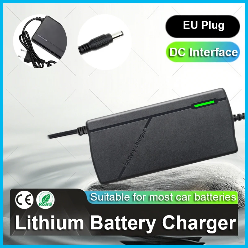 12V/24V/36V/48V Battery Charger 2A/3A/5A Lithium Battery Pack 12.6/29.4/42/54.6V DC Output EU Plug Electric Vehicle Car Charger