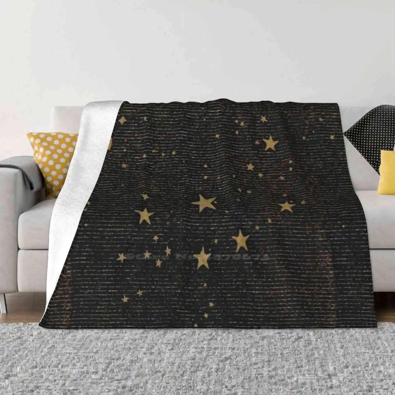 Antiquarian Stars Blanket Soft Warm Travel Portable Blanket Stars Astronomy Sky Night Black Vintage Antique Science Space