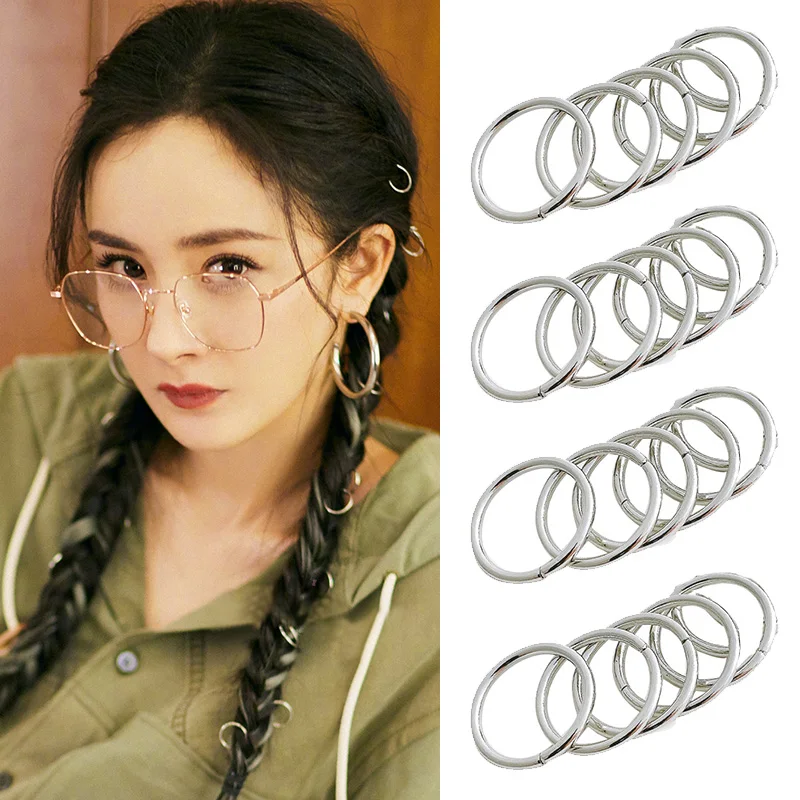 5Pcs/lot Silver Geometry Star Trees Dirty Braid Hair Ornaments Girl Charms Decoration Party Wedding Hip-Hop Hair Accessories