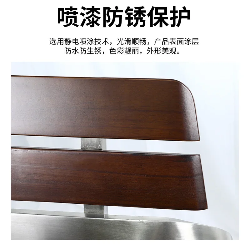 Multiple scenarios suitable for plastic wood long row stainless steel leisure chairs in tourist attractions, street squares, and