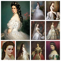 Bavaria Princess Sissi Portrait By Franz Diamond Painting Empress Elisabeth Of Austria Crystal Cross Stitch Wall Art Room Decor