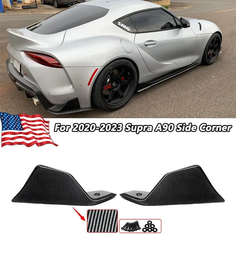 

MAGICKIT Rear Bumper Splitter Canards Fin Fits Toyota Supra A90 A91 MK5 2019+ Carbon Fiber Look ABS CAR Accessories