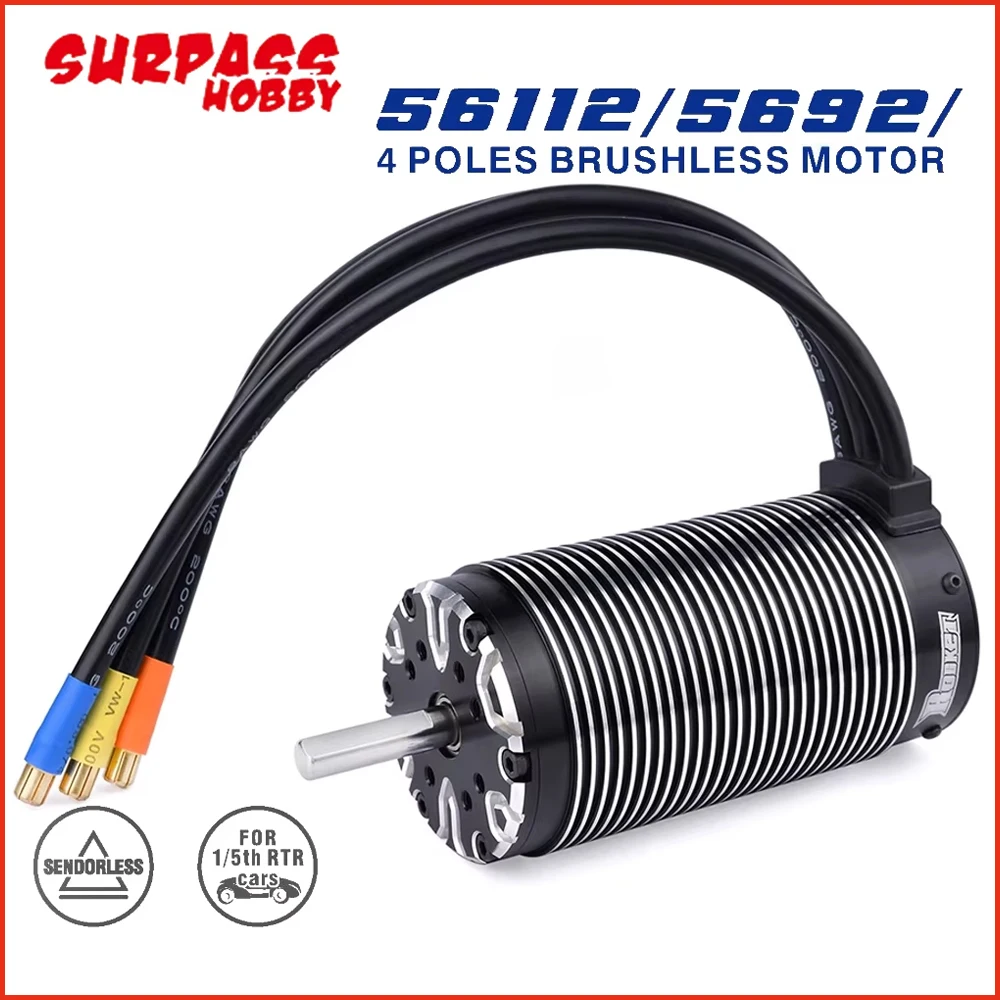 Surpass Hobby Rocket 5692 56112 4-Poles 8.0mm Shaft Brushless Motor For 1/5 Rc Car Monster Truck Off Road On Road Buggy
