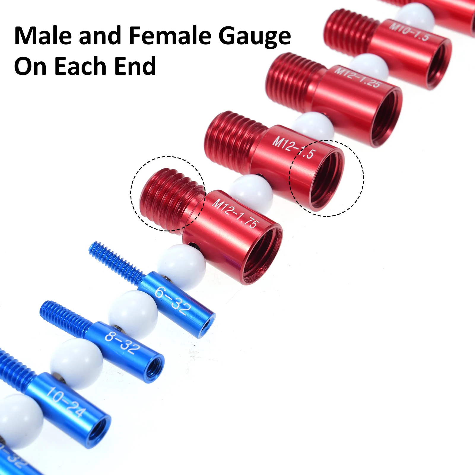 Nut and Bolt Thread Checker (Inch & Metric) Wire Loop Design 26 Male/Female Gauges 14Inch&12 Metric Nut Bolt Thread Size Checker