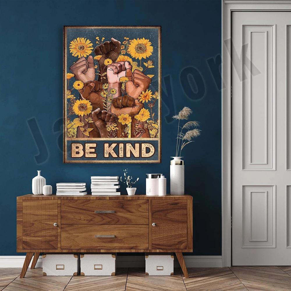 ملصق Be Kind، ملصق النسوية، ملصق المرأة السوداء، ملصق الحقوق المدنية، ملصق BLM، أمريكي أفريقي، ملصق الصحة العقلية