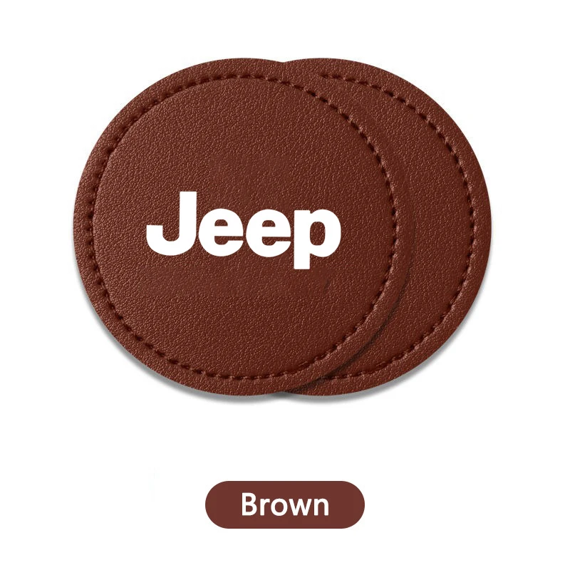 2Pcs Car Logo Non Slip Water Cup Pad For Jeep Renegade Wrangler JL Gladiator Grand Auto Coasters Interior Anti-skid Mat Holders