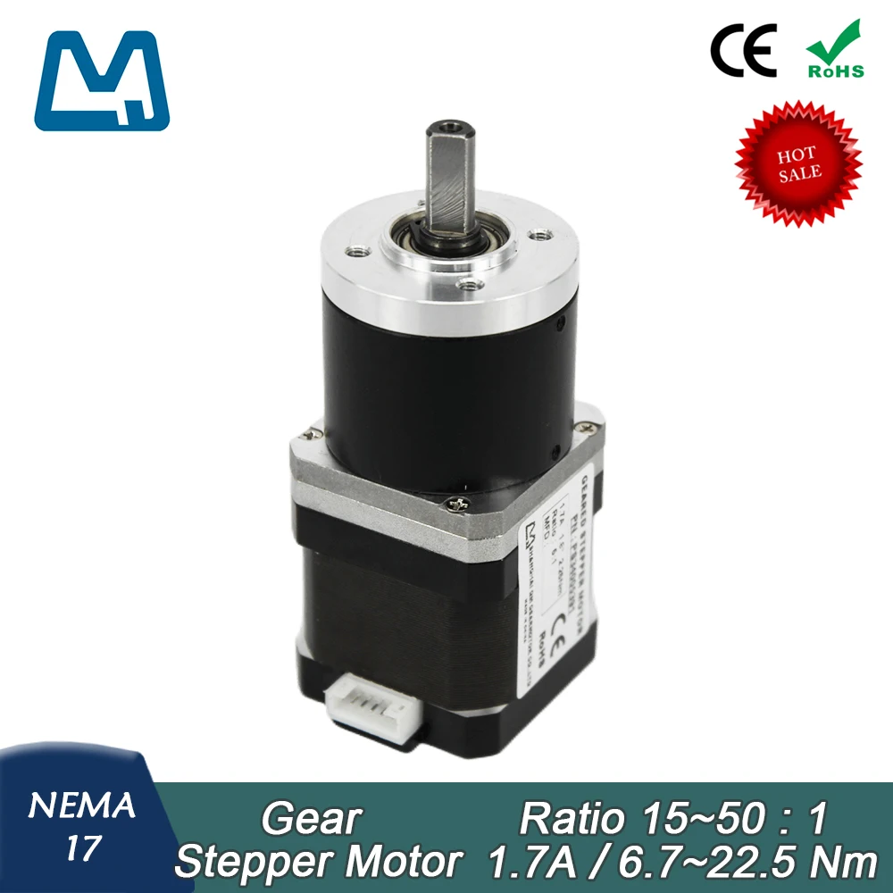 

Nema17 40mm Stepper Motor Body Lenght 1.7A 0.45Nm Planetary Gearbox Ratio 40:1