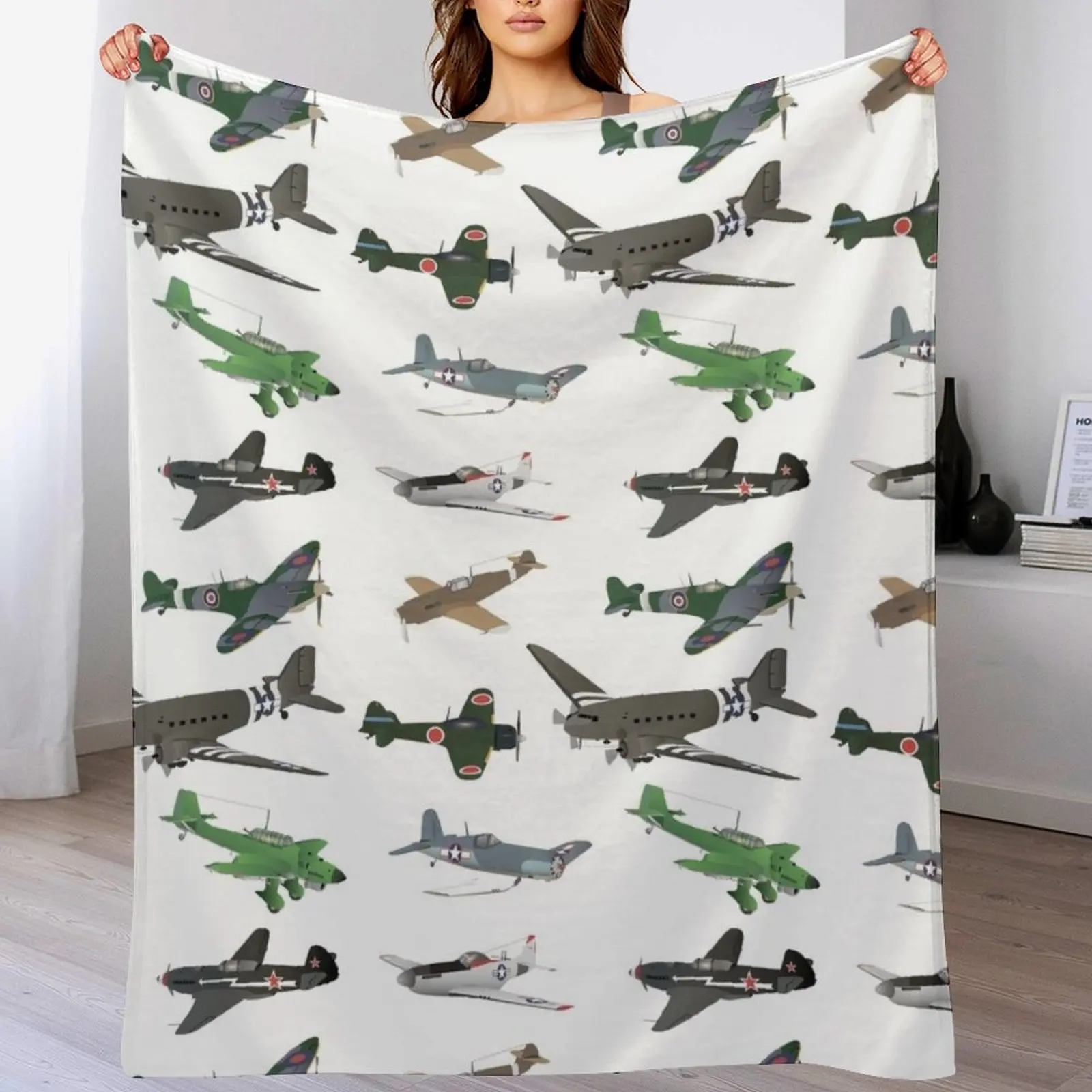 

Multiple WW2 Airplanes Throw Blanket Warm christmas gifts Nap Plaid Blankets