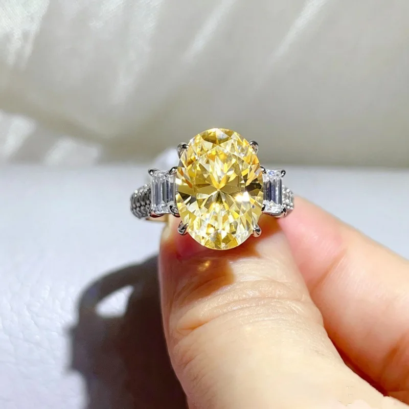 Valuable Oval Cut 5ct Pink Moissanite Diamond Ring Real 925 Sterling Silver Party Wedding Band Rings for Women Bridal Jewelry